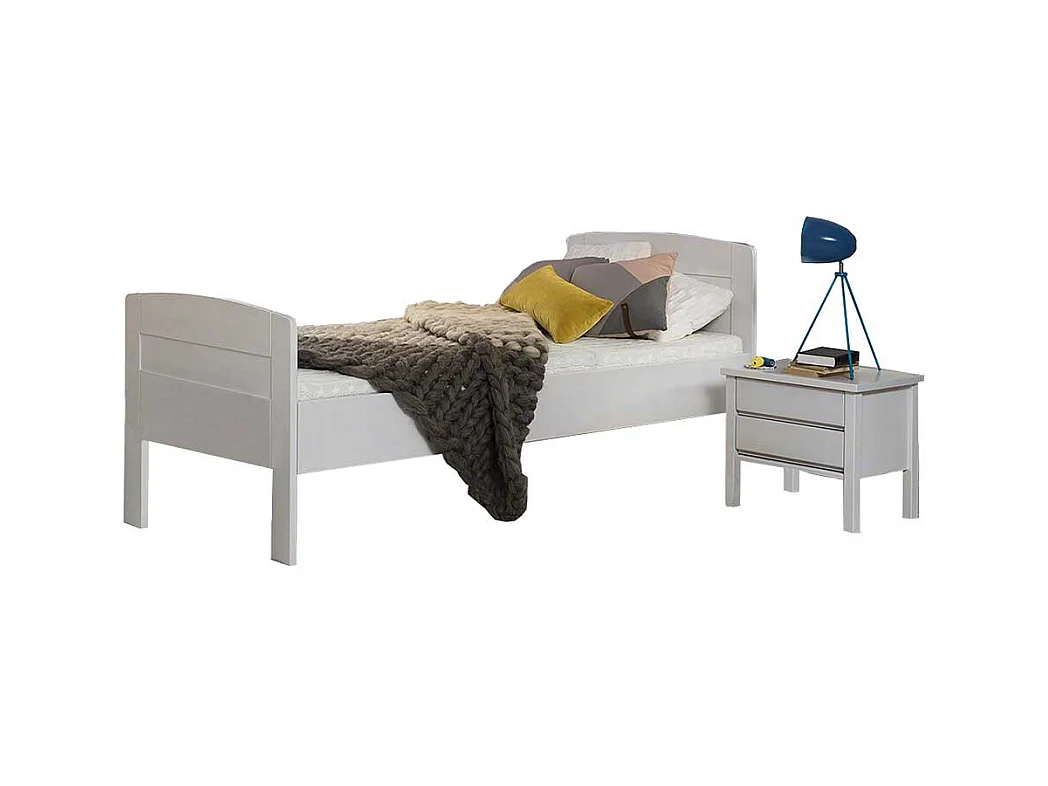 Komfortbett in Weiß Buche massiv Nachttisch (zweiteilig)