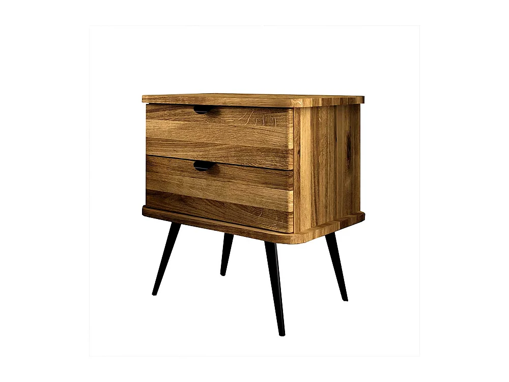 Bett Wildeiche mit Polsterkopfteil in modernem Design 41 cm Einstiegshöhe