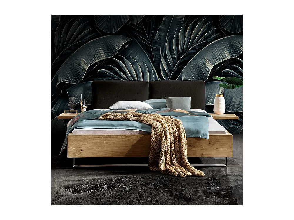 Luxus Doppelbett aus Wildeiche Massivholz Industry und Loft Stil (dreiteilig)