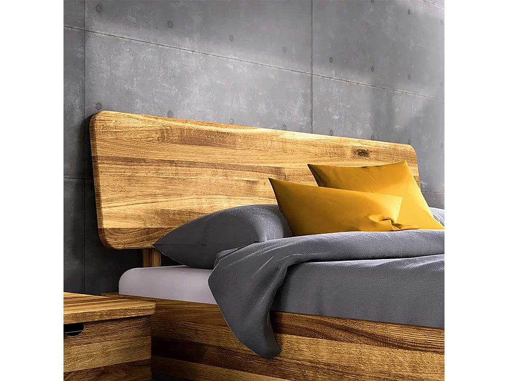 Holzbett mit Metallgestell aus Wildeiche und Stahl 41 cm Einstiegshöhe