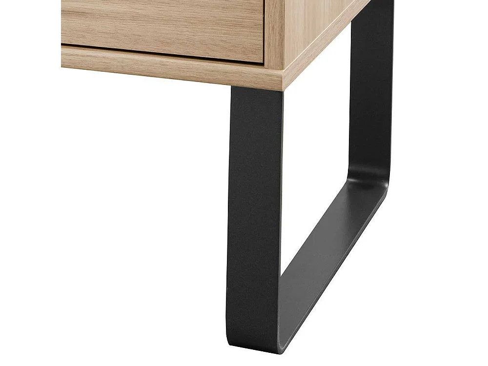 Großes Bett in Eichefarben und Dunkelgrau LED Beleuchtung (dreiteilig)