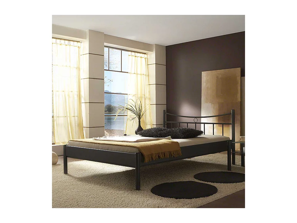 Bett in Schwarz pulverbeschichtet Eisen