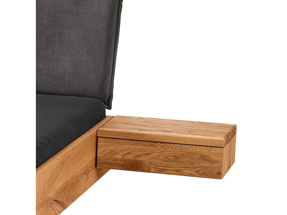 Wildeiche Massivbett mit Bügelgestell aus Metall Industry und Loft Stil