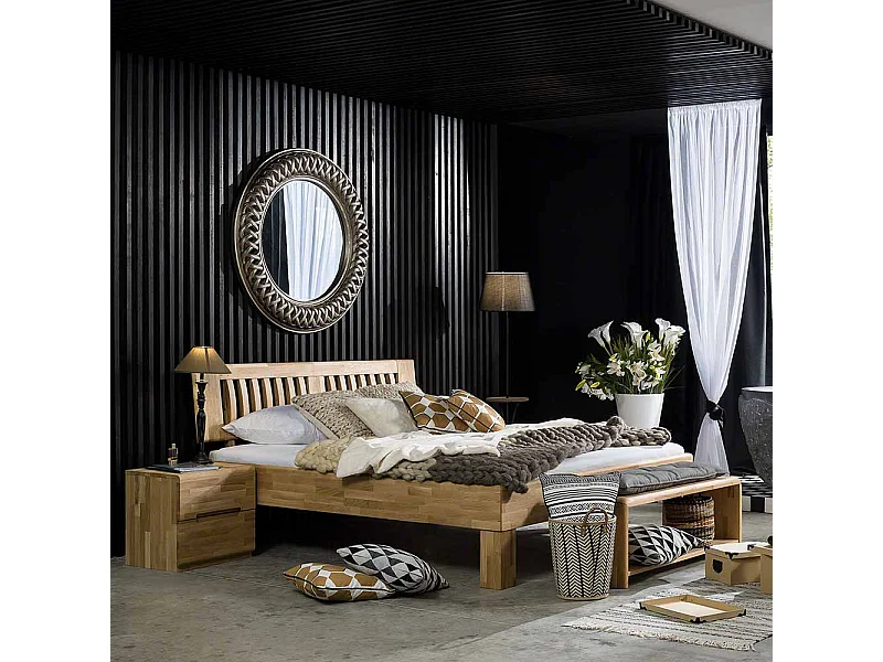 Bett aus Wildeiche Massivholz mit überlänge