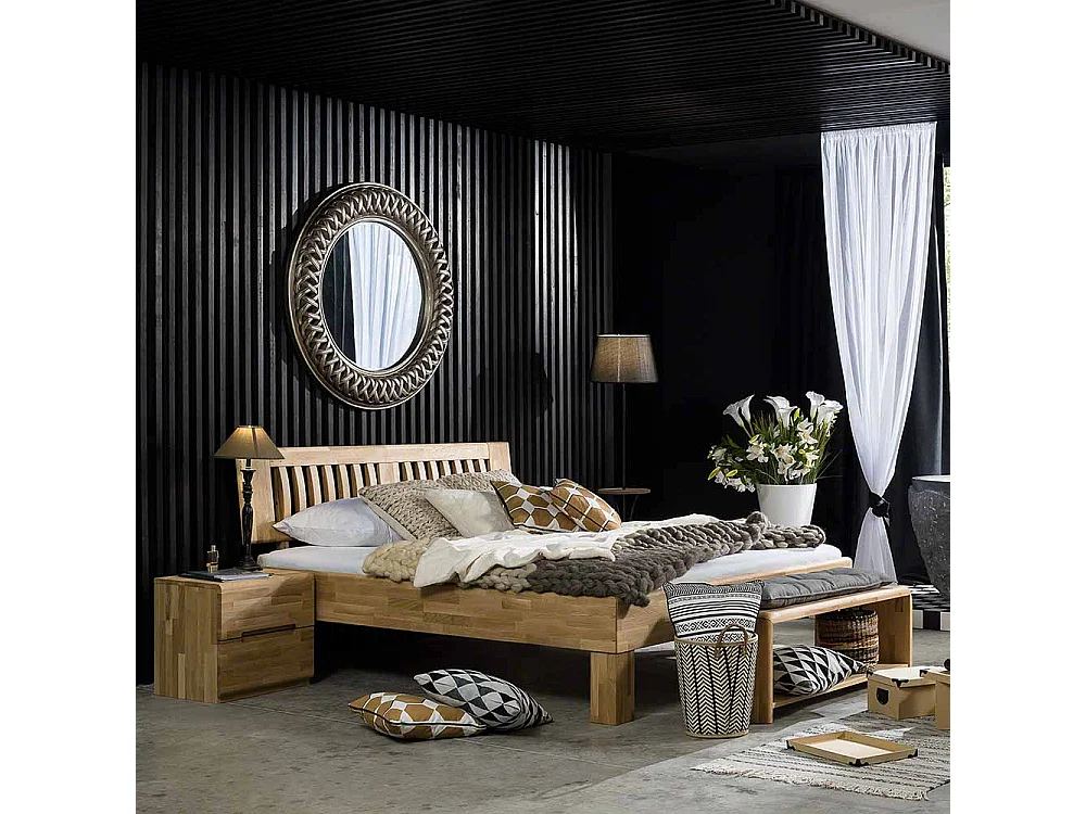 Bett aus Wildeiche Massivholz mit überlänge