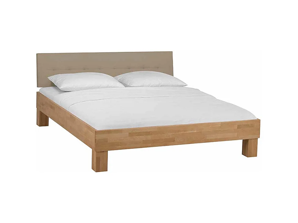 Holzbett mit gepolstertem Kopfteil Buche Massivholz