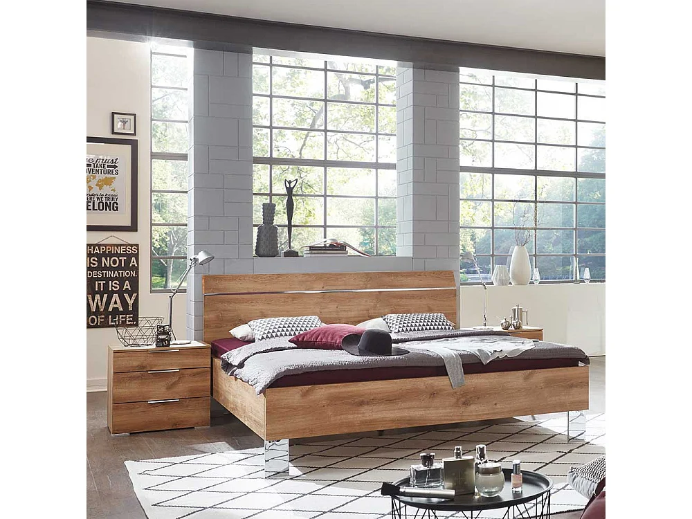 Bett in Holzoptik Plankeneiche in modernem Design Made in Germany