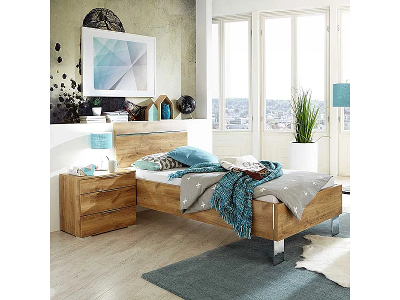 Bett in Holzoptik Plankeneiche in modernem Design Made in Germany
