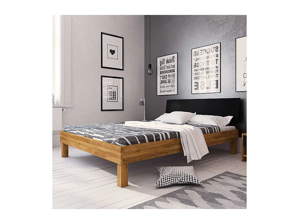 Doppelbett aus Wildeiche teilmassiv modern
