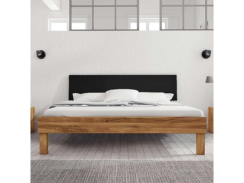 Doppelbett aus Wildeiche teilmassiv modern
