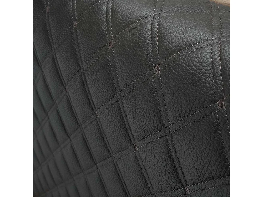 Doppelbettgestell in Eiche Optik und Dunkelgrau gepolstertem Kopfteil (dreiteilig)