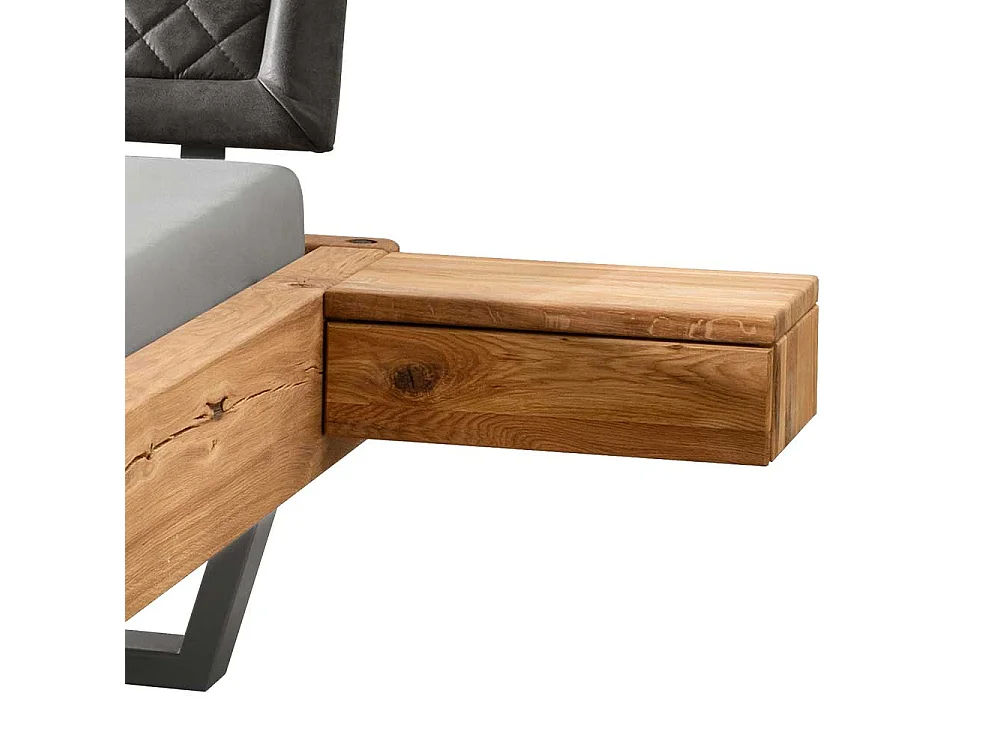 Holzbettgestell Polsterkopfteil Bett in Wildeichefarben und Anthrazit