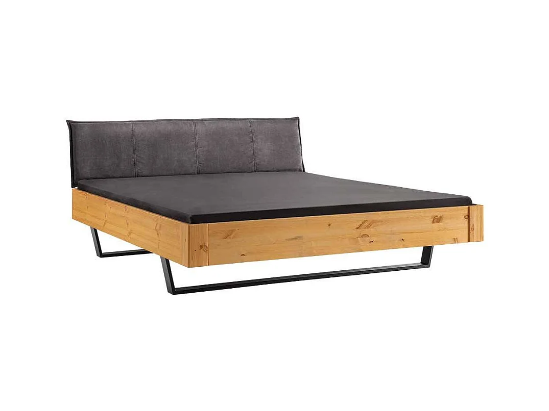 Doppel Bett Bett mit Kufen Kiefer Laugenfarben und Anthrazit