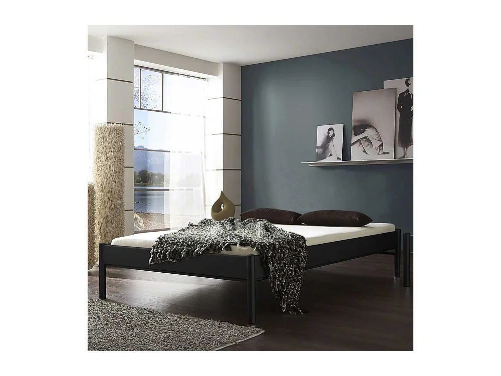 Jugendbett in Schwarz Eisen ohne Kopfteil