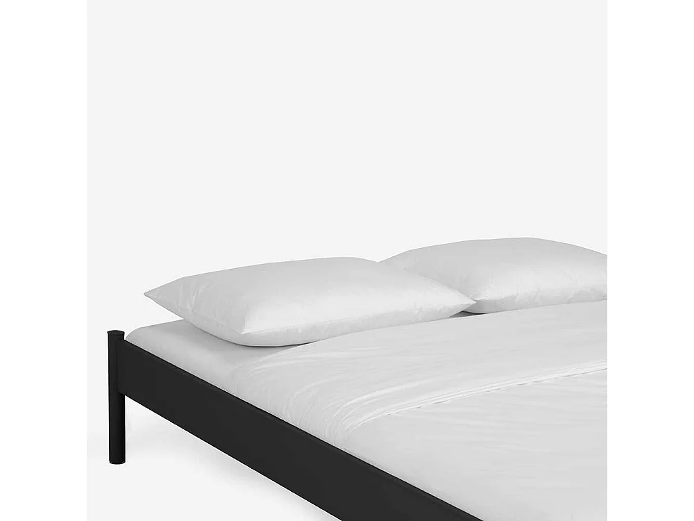 Singlebett in Schwarz Eisen mit Nachttisch (zweiteilig)