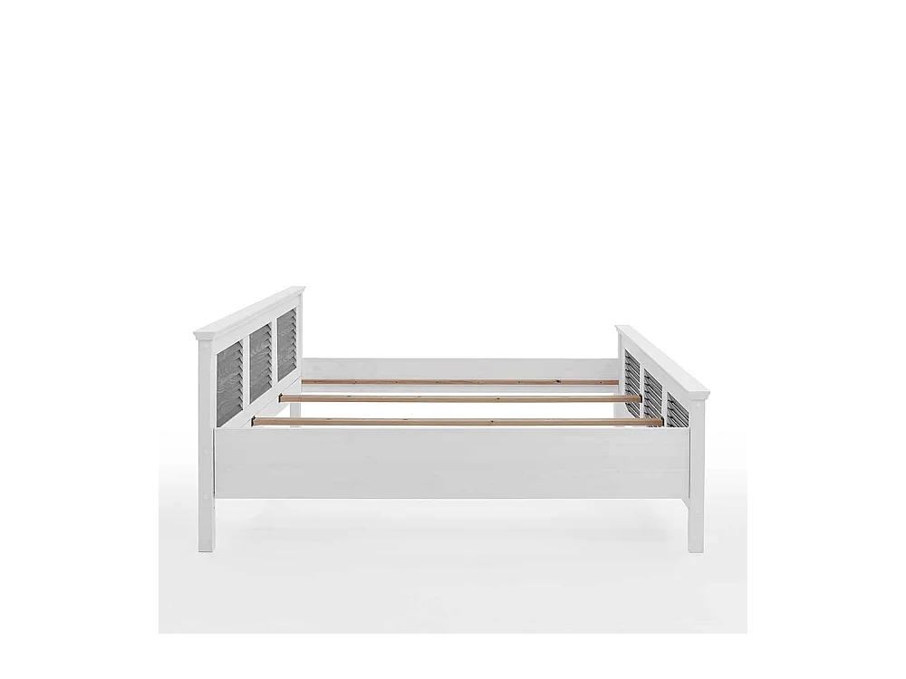 Zweifarbiges Landhaus Bett in Kiefer Grau & Weiß 94 cm Kopfteil
