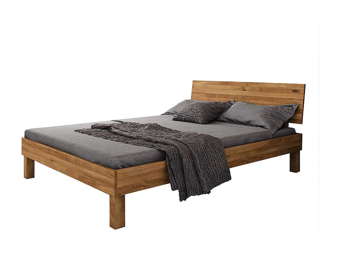 Holzbett aus Wildeiche Massivholz modern