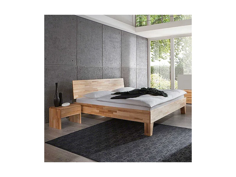 Bett aus Kernbuche massiv natur geölt (dreiteilig)