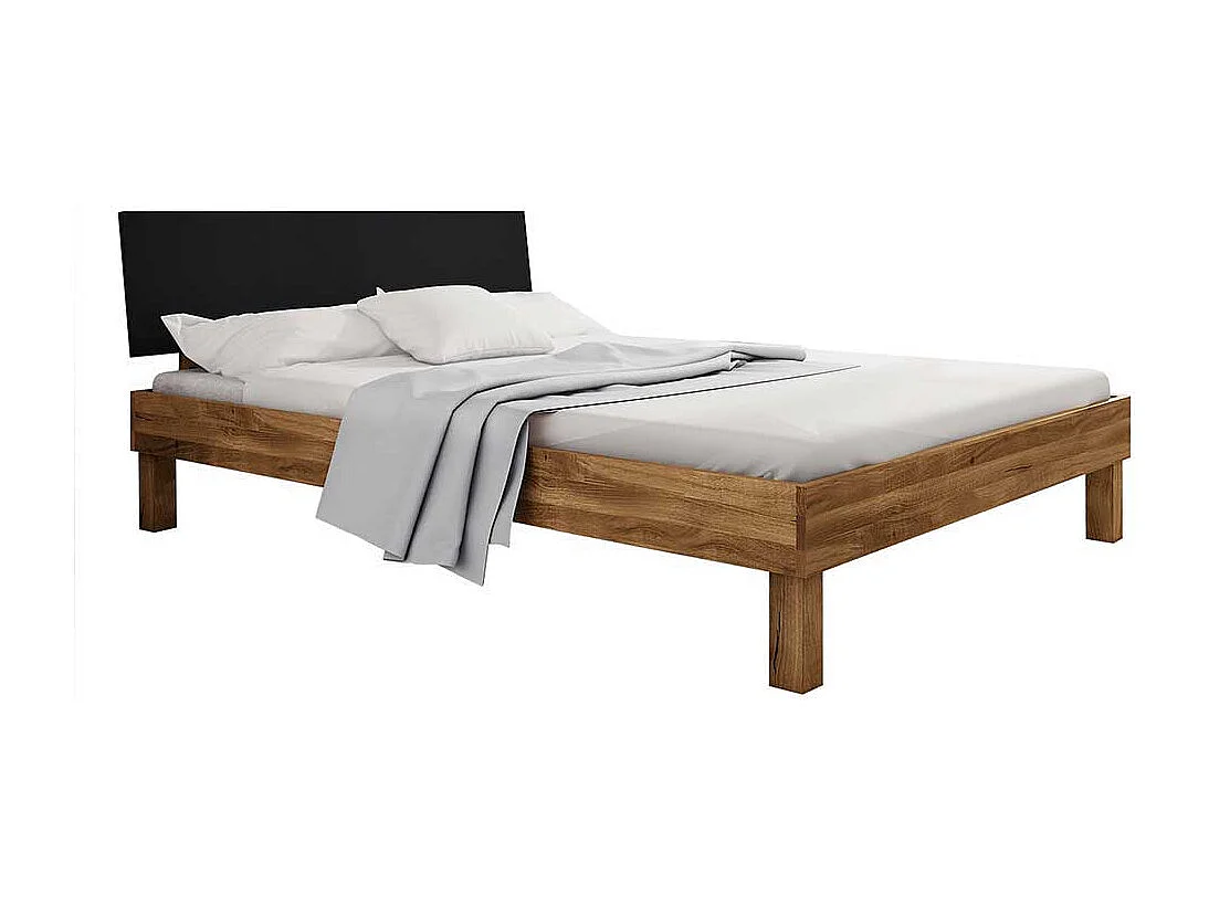 Doppelbett aus Wildeiche teilmassiv zwei Nachtkommoden (dreiteilig)