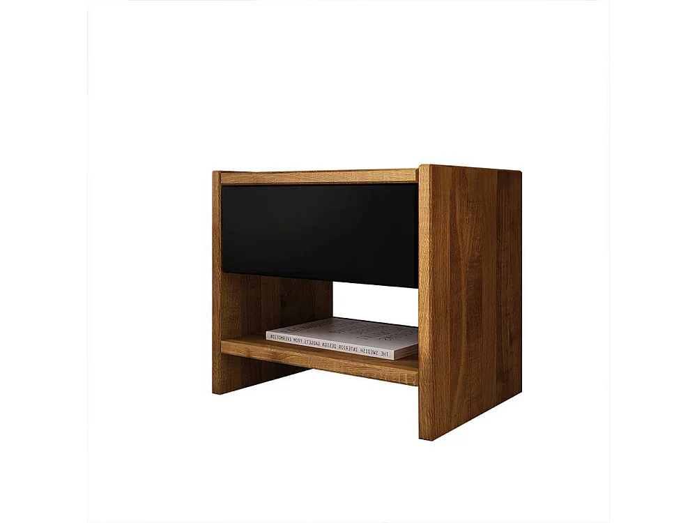 Doppelbett aus Wildeiche teilmassiv zwei Nachtkommoden (dreiteilig)