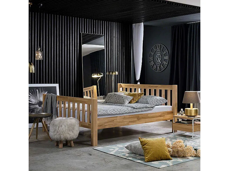 Bett aus Kernbuche massiv natur geölt