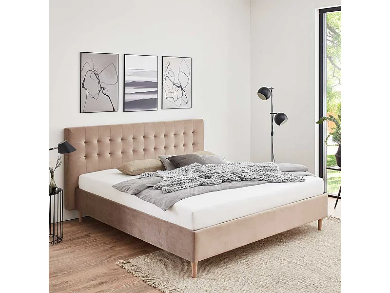 Bett Taupe 160x200 cm & 180x200 cm in modernem Design mit Bettkasten