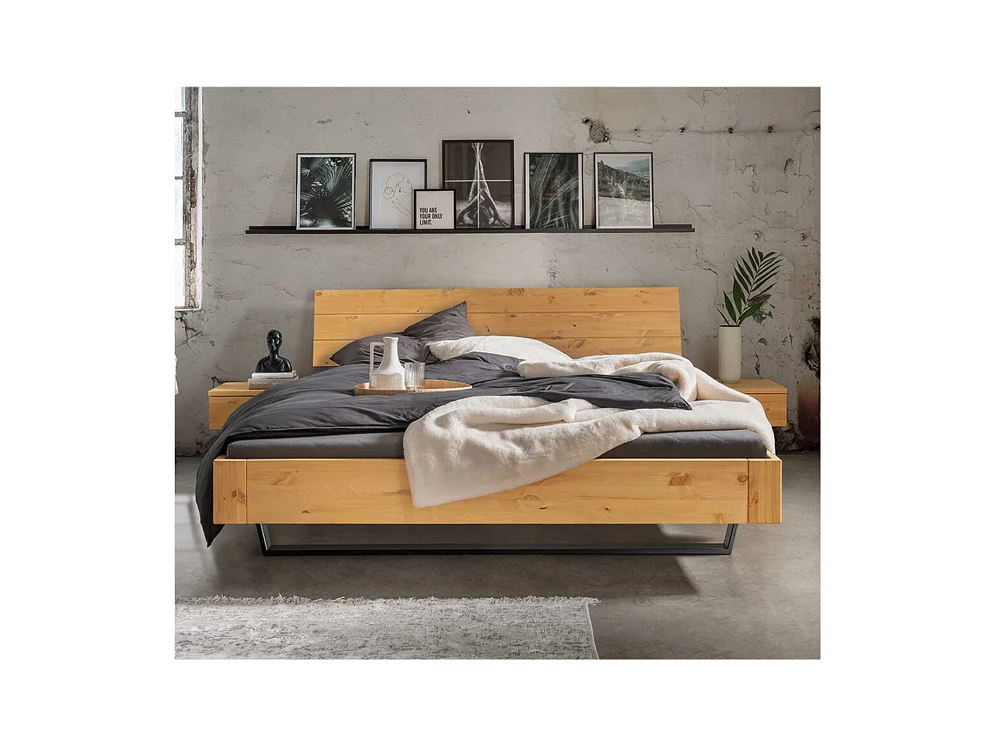 Doppelbett Kufenbett aus Kiefer Massivholz gelaugt