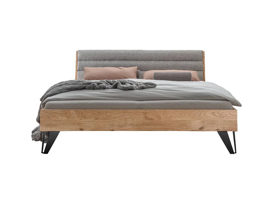 Doppel Bett Echtholzbett 90 cm Kopfteil mit Fußgestell aus Metall