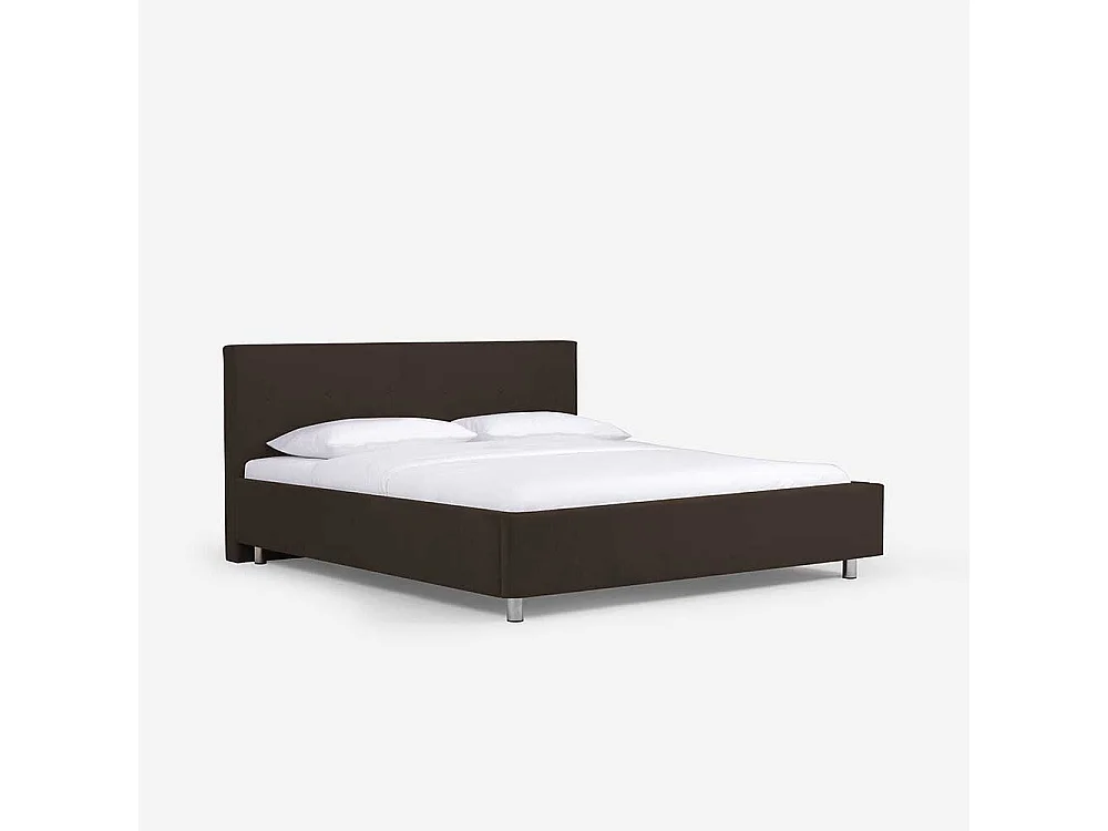 Jugendbett in Braun Kunstleder in Überlänge