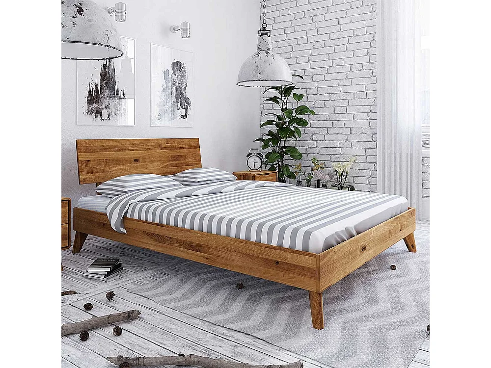 Naturholzbett aus Wildeiche Massivholz 35 cm Fußteil