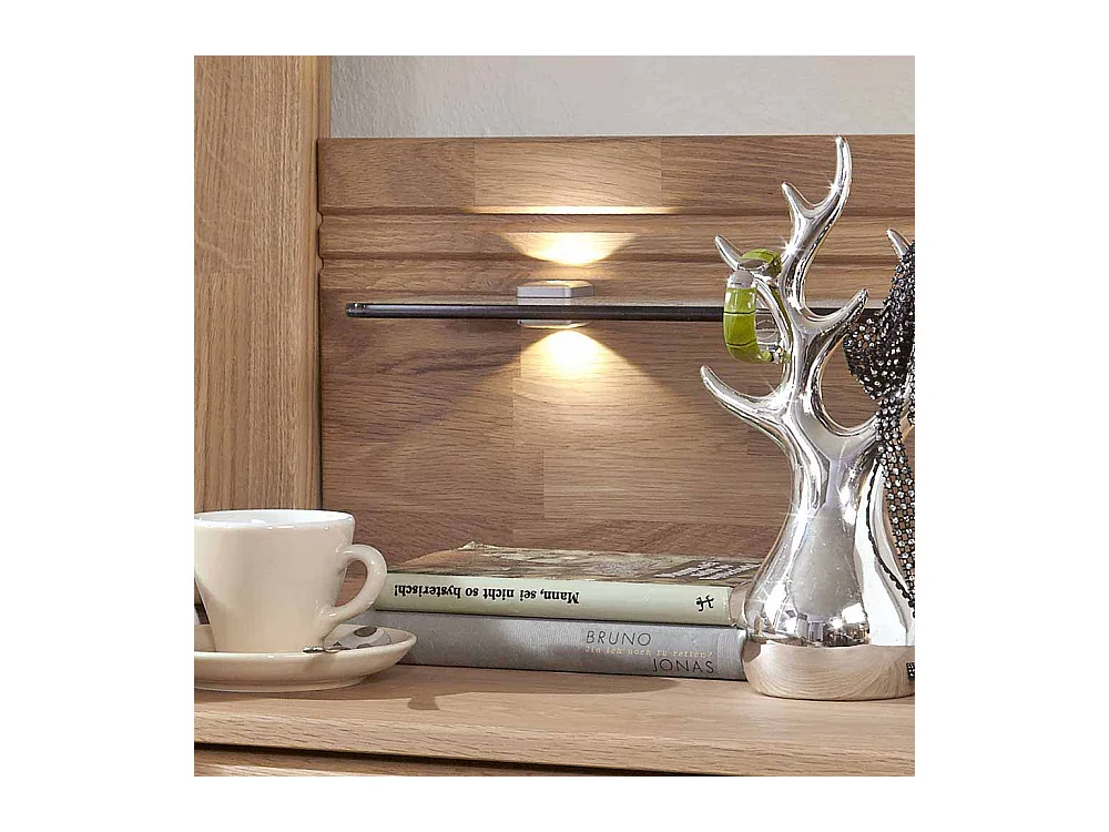 Komfortbett aus Eiche Polsterkopfteil in Creme Weiß (dreiteilig)