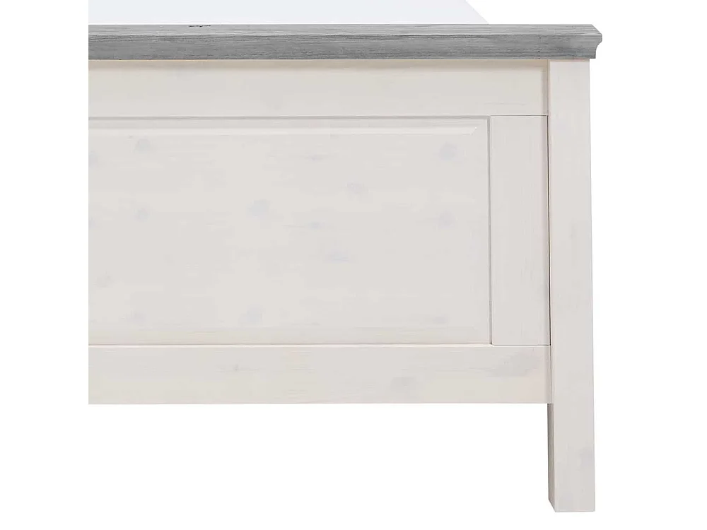 Landhaus Massivholzbett in Weiß Grau Kiefer