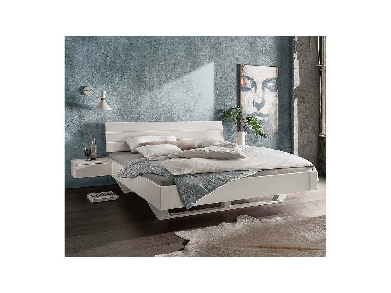 Massivholzbett Bett aus Kiefer Massivholz in Weiß