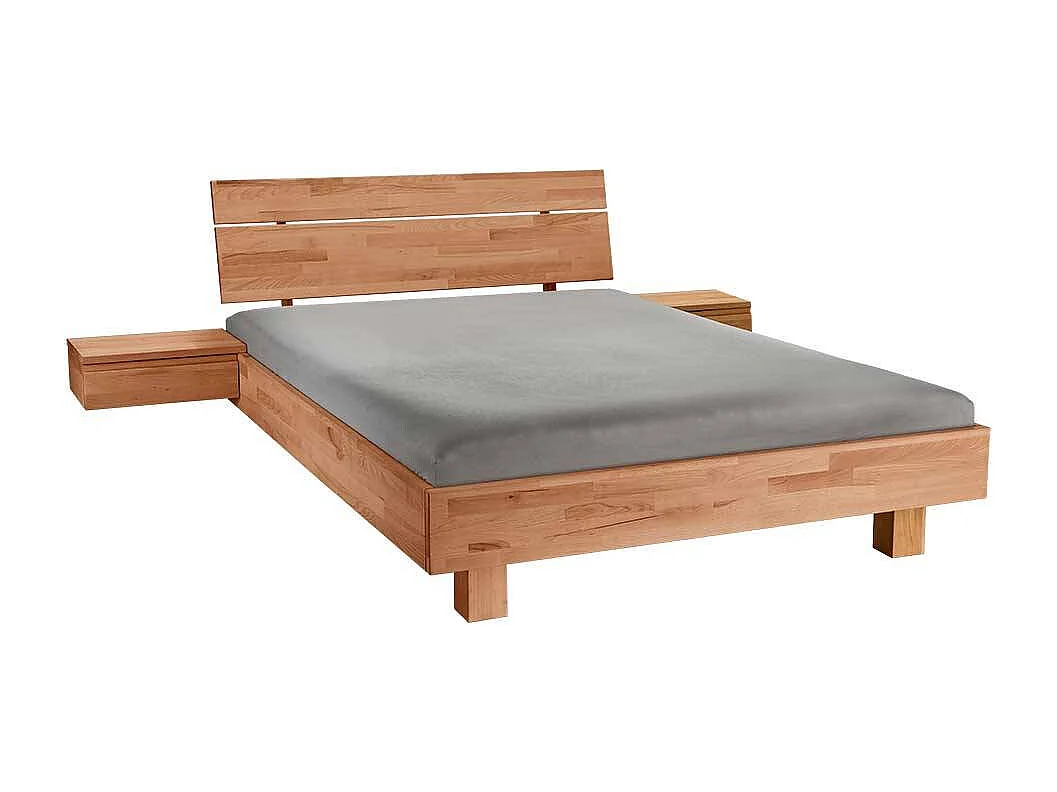 Kernbuche Bett massiv geölt in modernem Design 37 cm Einstiegshöhe