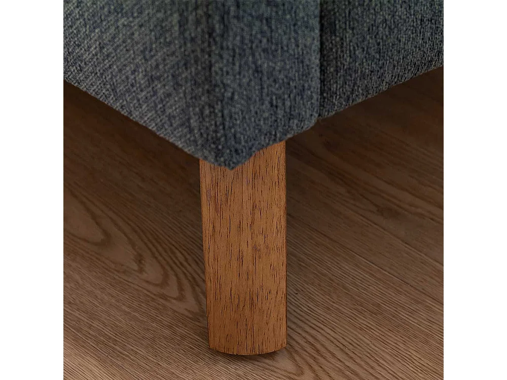 Skandi Polster Bett in Blaugrau Eichefarben