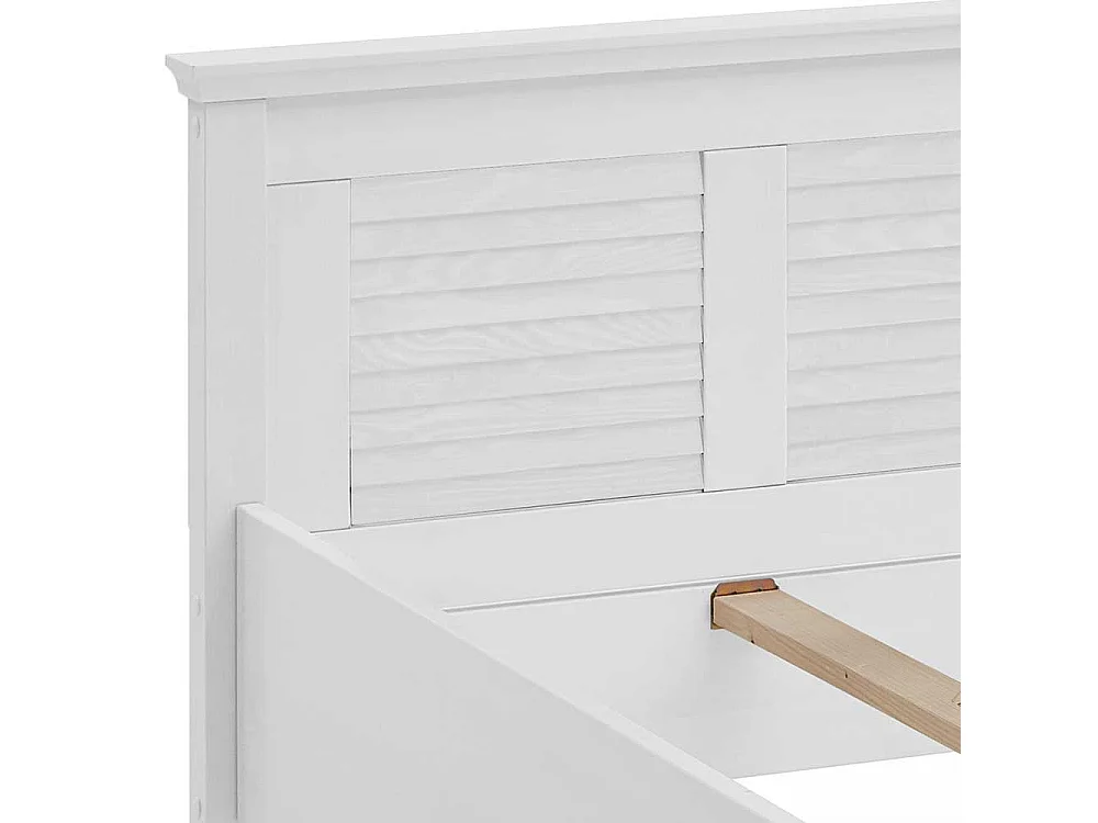 Weißes Landhausbett aus Kiefer Massivholz 94 cm Kopfteil