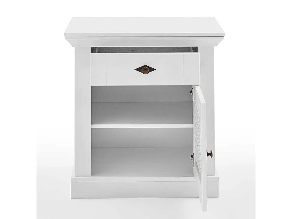 Weißes Landhausbett aus Kiefer Massivholz 94 cm Kopfteil