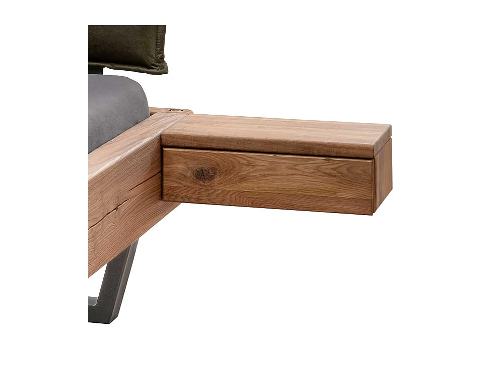 Holzbettgestell Doppelbett in Wildeichefarben und Oliv Grün