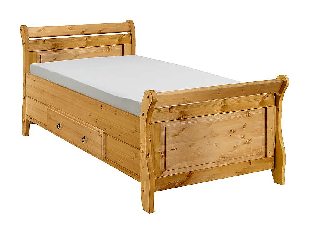 Holzbett aus Kiefer Massivholz gebeizt und geölt