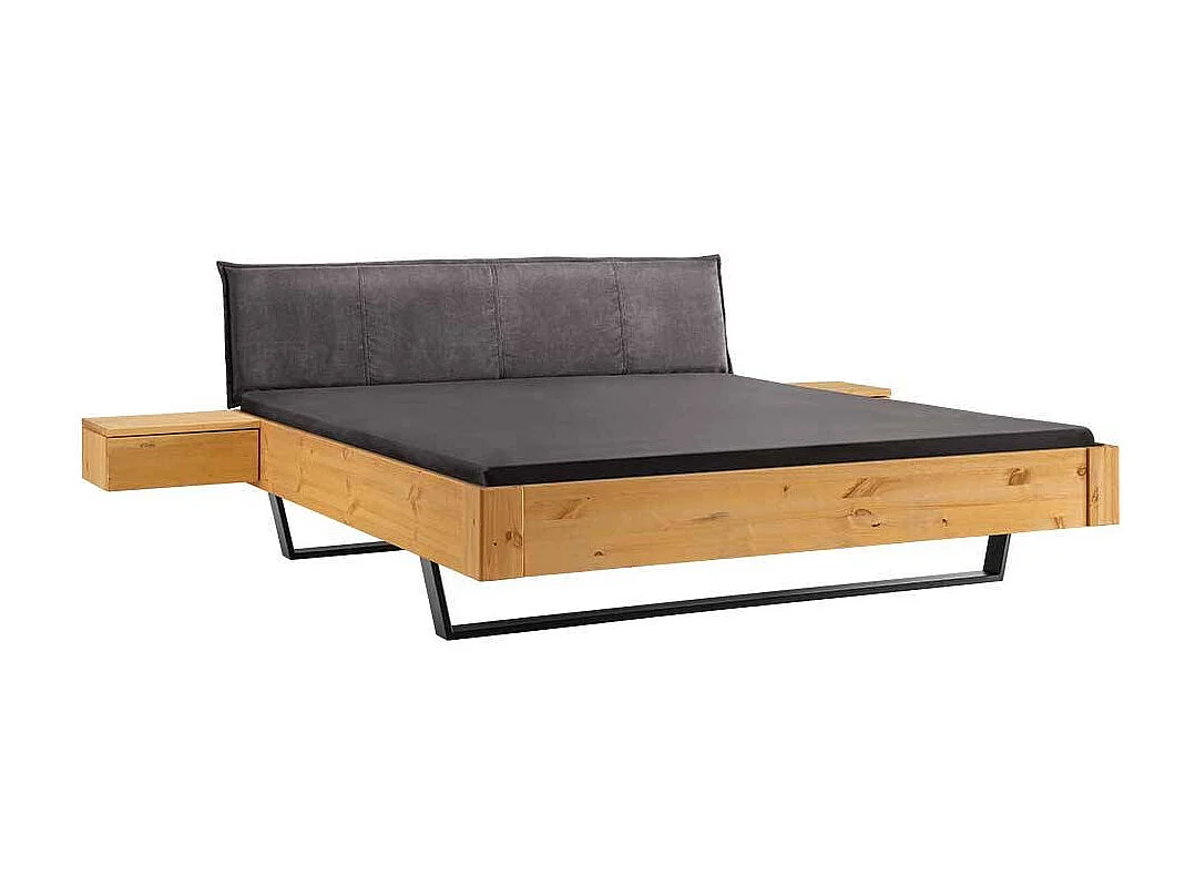 Doppel Bett Bett mit Kufen Kiefer Laugenfarben und Anthrazit