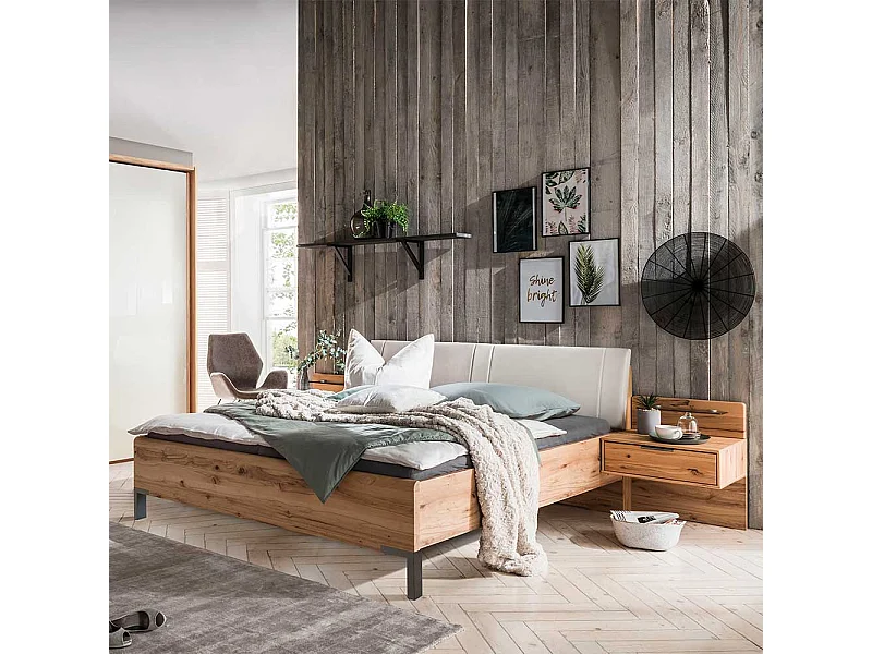 Doppelbett in Kernbuchefarben Made in Germany (dreiteilig)