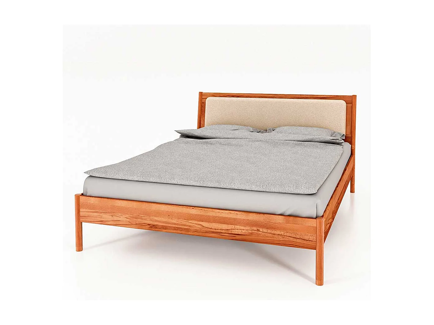 Wildbuche Holzbett mit Polster 38 cm Einstiegshöhe wahlweise mit Nachttisch