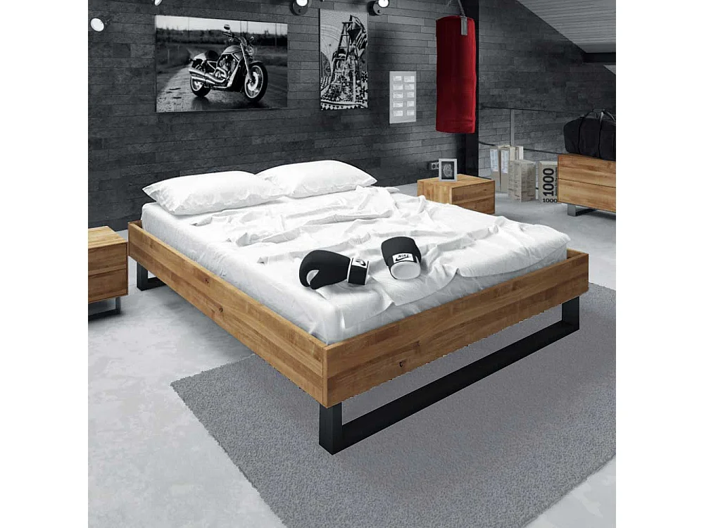 Massivholzbett ohne Kopfteil Wildeiche geölt