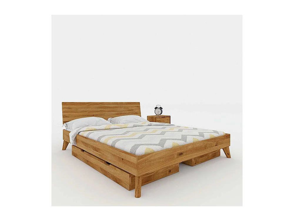 Echtholzbett aus Wildeiche Massivholz Schubkästen