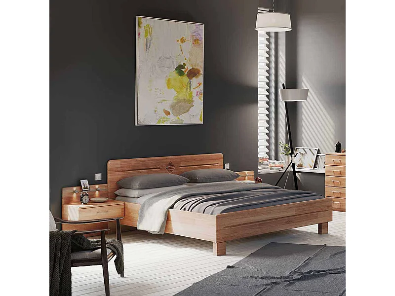 Ehebett aus Erle Nachtkonsolen (dreiteilig)