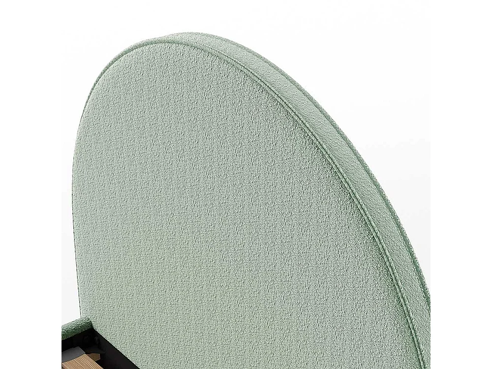 Polsterbett 90x200 cm in Grün Boucle Vierfußgestell aus Holz