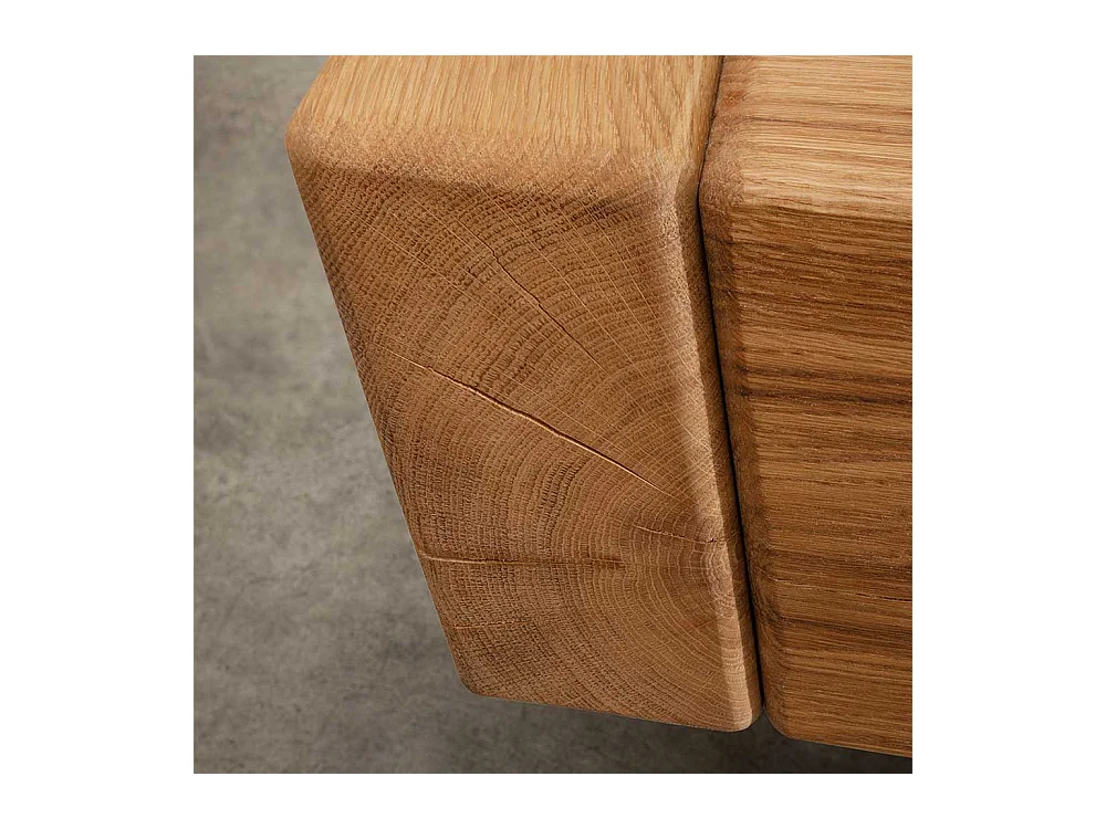 Wildeiche Balkenbett im Industry und Loft Stil Metall Bügelgestell