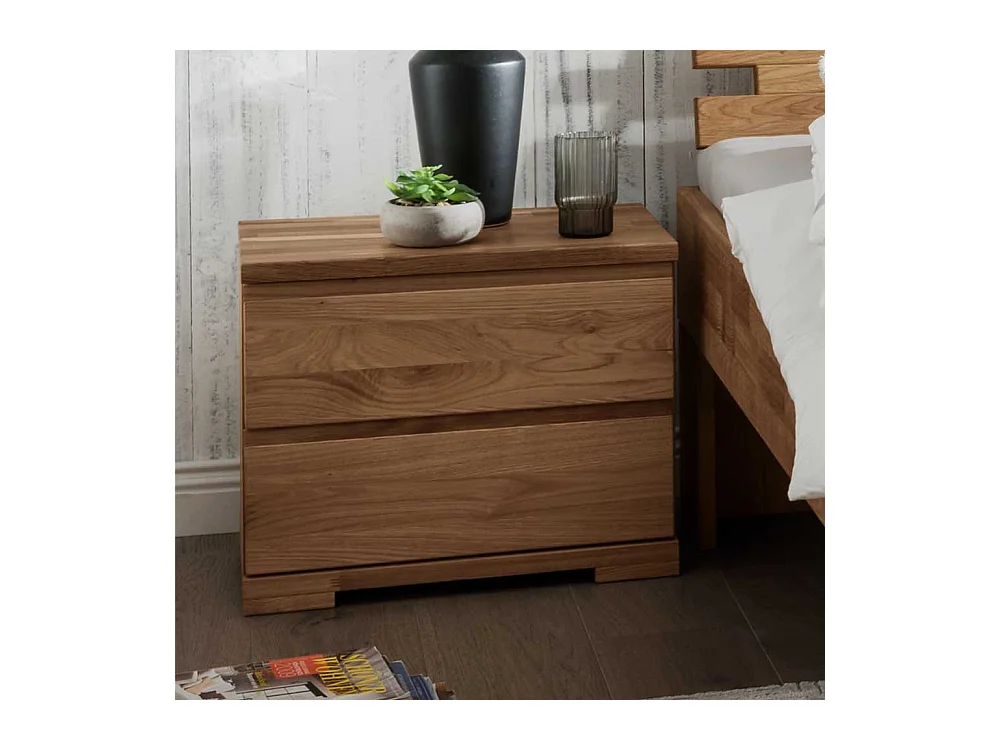 Echtholzbett mit Kommoden aus Wildeiche Massivholz Oberfläche geölt (dreiteilig)