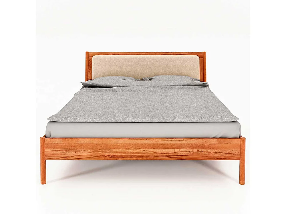 Wildbuche Holzbett mit Polster 38 cm Einstiegshöhe wahlweise mit Nachttisch