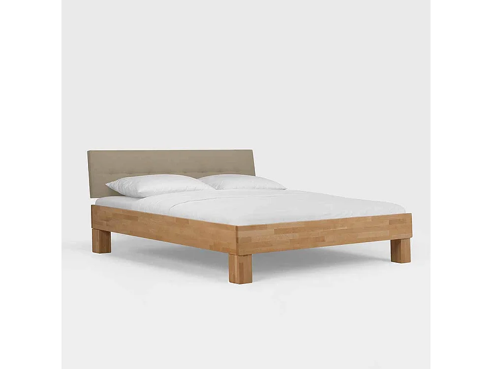 Holzbett mit gepolstertem Kopfteil Buche Massivholz